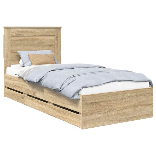 vidaXL Estructura de cama Roble Sonoma 90 x 190 cm Madera Ingenieril