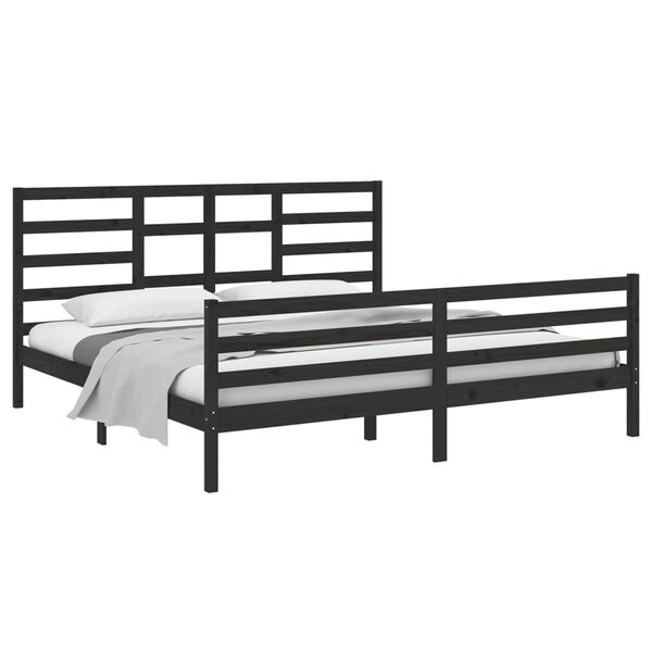 vidaXL Estructura de cama sin colch&oacute;n madera maciza negro 200x200 cm