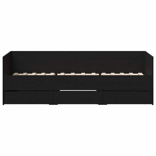 vidaXL Marco de div&aacute;n con cajones con cabecera Roble negro 90 x 200 cm