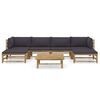 vidaXL Set de muebles de jardín 7 piezas bambú con cojines gris oscuro