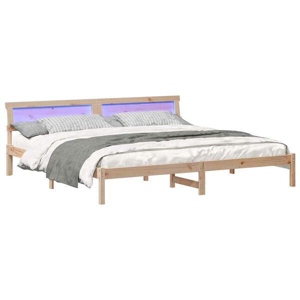 vidaXL Estructura de cama Marr&oacute;n 200 x 200 cm Madera maciza de pino