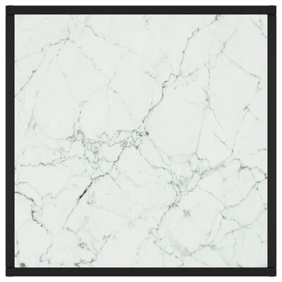 vidaXL Mesa de centro negra con vidrio de mármol blanco 60x60x35 cm