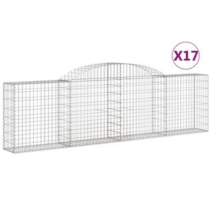vidaXL Cestas de gaviones 17 uds forma de arco hierro 300x30x80/100 cm