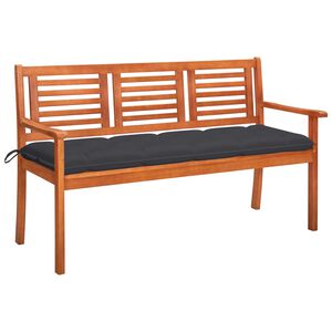 vidaXL Banco de jard&iacute;n 3 plazas madera maciza eucalipto y coj&iacute;n 150 cm