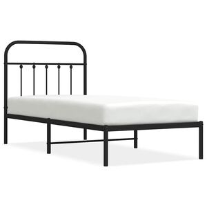 vidaXL Estructura cama sin colch&oacute;n con cabecero metal negro 90x200 cm