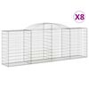 vidaXL Cestas de gaviones 8 uds forma de arco hierro 300x50x100/120 cm