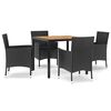 vidaXL Set de muebles jard&iacute;n 5 pzas con cojines rat&aacute;n sint&eacute;tico negro