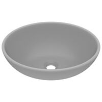 vidaXL Lavabo de lujo ovalado cerámica gris claro mate 40x33 cm