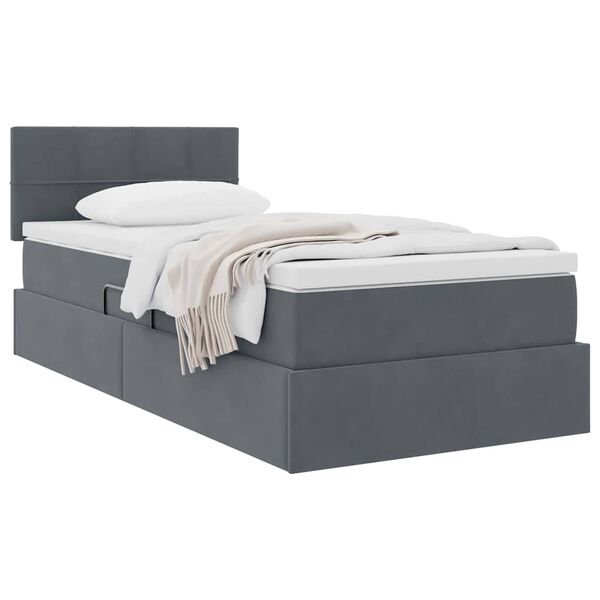 vidaXL Cama con almacenamiento Gris oscuro 90 x 200 cm Terciopelo