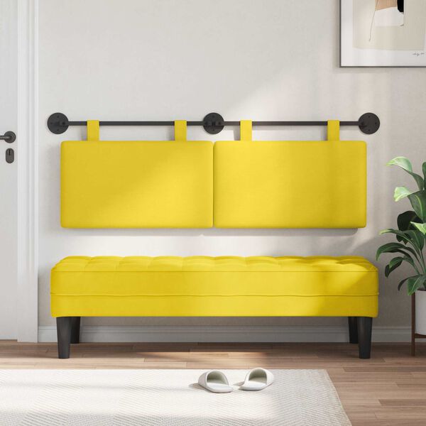 vidaXL Cabecera Colgante Amarillo Claro 150 x 55 x 5 cm Tela de Pana