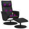 vidaXL Sill&oacute;n reclinable masaje con reposapi&eacute;s cuero sint&eacute;tico negro