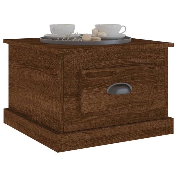 vidaXL Mesa de centro madera contrachapada marr&oacute;n roble 50x50x35 cm
