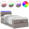vidaXL Cama otomana con colch&oacute;n y luces LED tela gris taup&eacute; 90x200 cm