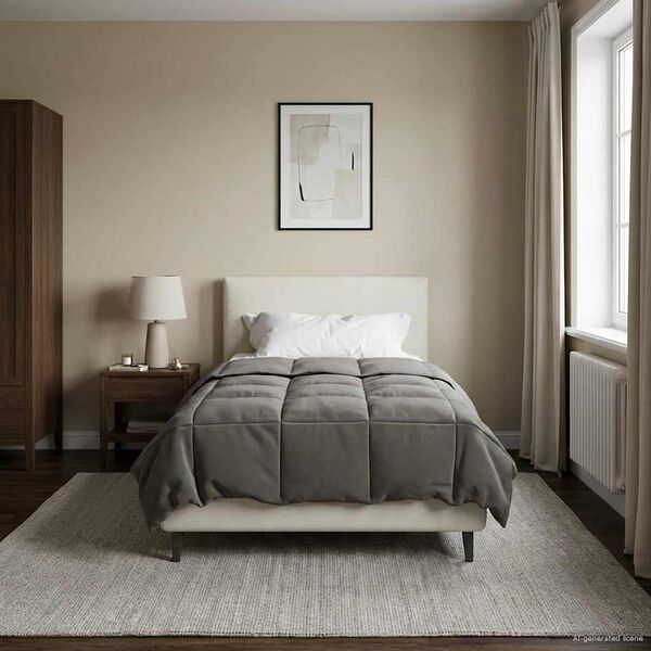 vidaXL Edred&oacute;n de Verano Acolchado Gris Claro 135 x 220 cm Microfibra