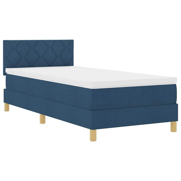 vidaXL Cama tipo Box Spring con colch&oacute;n Azul 100 x 200 cm tela