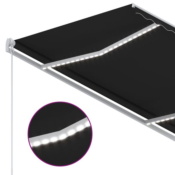 vidaXL Toldo autom&aacute;tico con LED y sensor de viento antracita 3x2,5 m