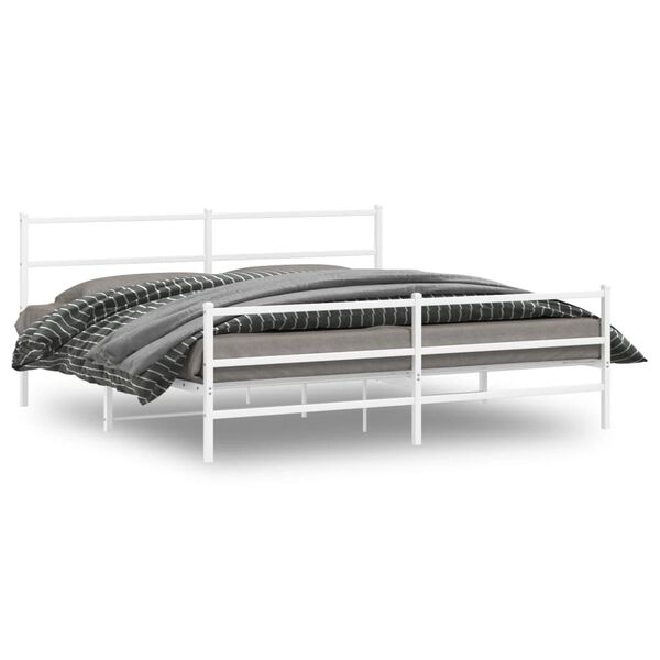 vidaXL Estructura cama sin colch&oacute;n con estribo metal blanco 200x200 cm