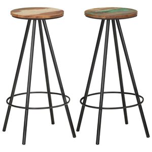 vidaXL Taburetes de cocina 2 unidades madera maciza reciclada