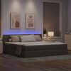 vidaXL Cama con almacenamiento y LED con LED Taup&eacute; 200 x 200 cm tela