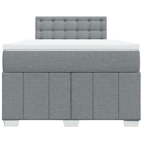 vidaXL Cama box spring con colch&oacute;n tela gris claro 120x200 cm