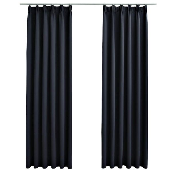 vidaXL Cortinas opacas con ganchos 2 unidades gris antracita 140x175cm