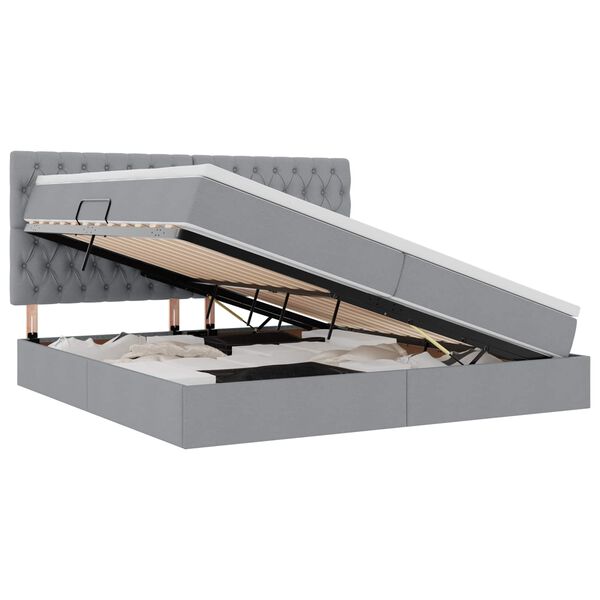 vidaXL Cama con almacenamiento y colch&oacute;n Gris Claro 200 x 200 cm