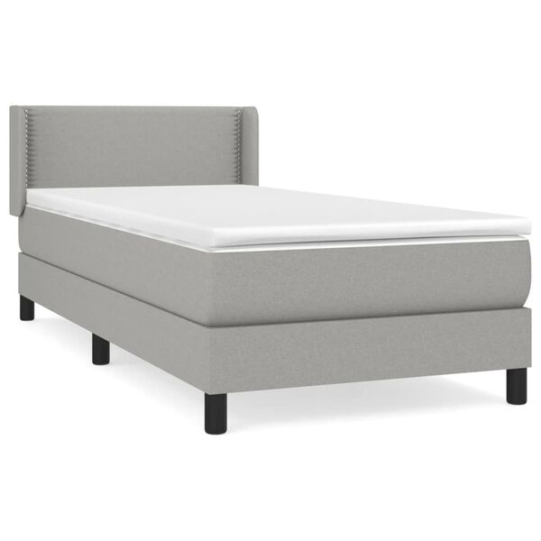 vidaXL Cama box spring con colch&oacute;n tela gris claro 80x200 cm