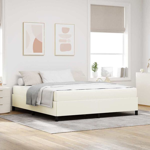 vidaXL Estructura de cama con colch&oacute;n Crema 180 x 200 cm tela