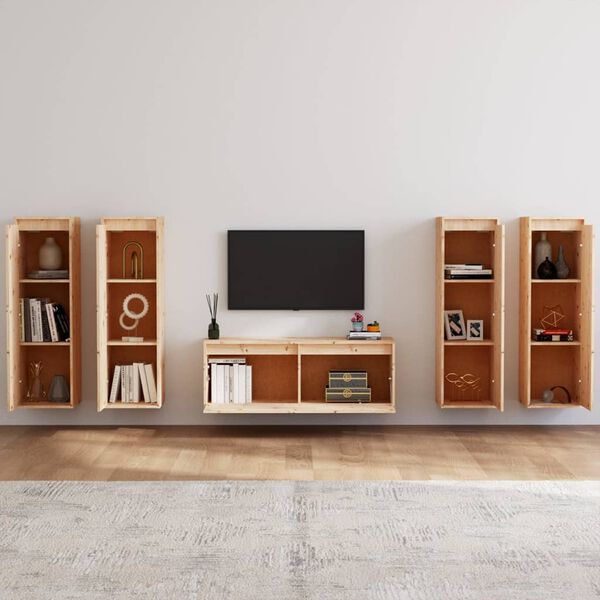 vidaXL Muebles para TV 3 piezas madera maciza de pino