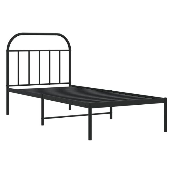 vidaXL Estructura cama sin colch&oacute;n con cabecero metal negro 90x190 cm