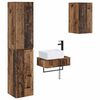 vidaXL Juego de muebles de ba&ntilde;o 3 uds. Madera envejecida