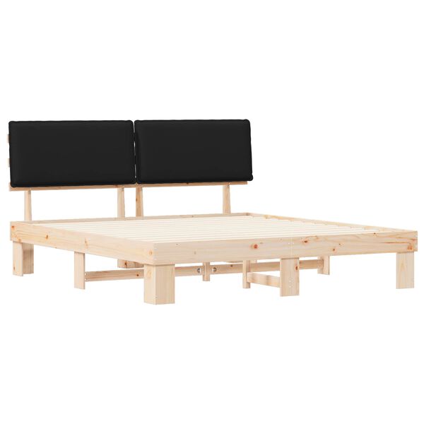 vidaXL Estructura de Cama con Cabecera Tapizada Negro 180 x 200 cm