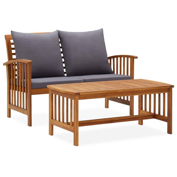 vidaXL Muebles de jardín 2 piezas con cojines madera maciza de acacia