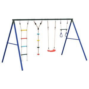 vidaXL Set de columpios, trapecio, escalera y cuerda de discos