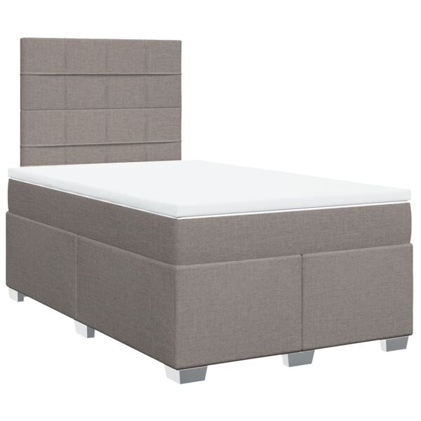 vidaXL Cama box spring con colch&oacute;n tela gris taupe 120x200 cm