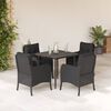 vidaXL Set de muebles jard&iacute;n 5 pzas con cojines rat&aacute;n sint&eacute;tico negro