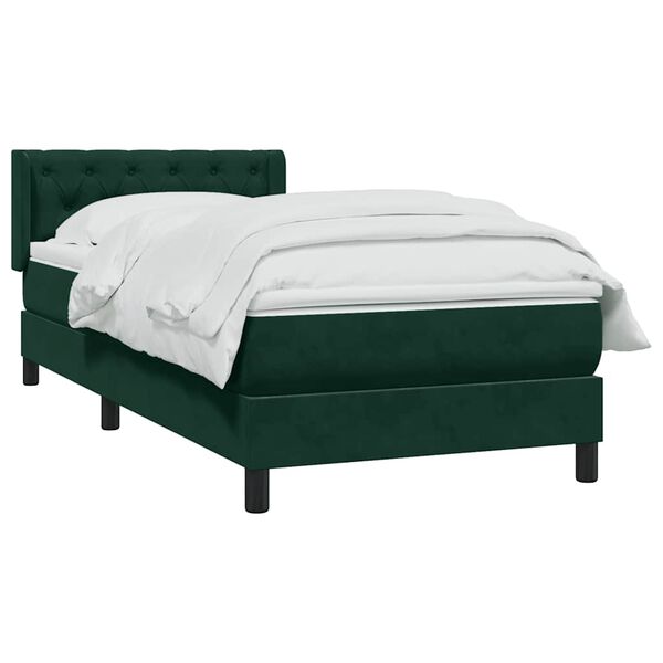 vidaXL Cama box spring con colch&oacute;n terciopelo verde oscuro 80x220 cm