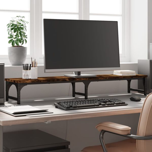 vidaXL Soporte pantalla madera ingenier&iacute;a roble ahumado 105x23x15,5 cm