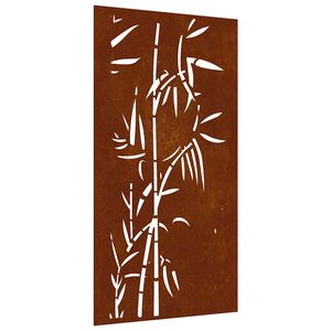 vidaXL Adorno de pared de jard&iacute;n acero corten dise&ntilde;o bamb&uacute; 105x55 cm
