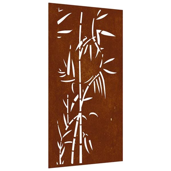 vidaXL Adorno de pared de jard&iacute;n acero corten dise&ntilde;o bamb&uacute; 105x55 cm