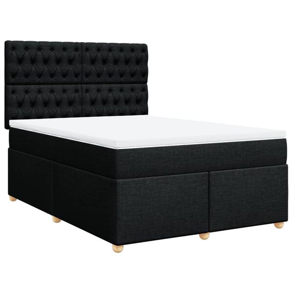 vidaXL Cama box spring con colch&oacute;n tela negro 160x200 cm