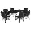 vidaXL Set de comedor de jard&iacute;n 7 pzas y cojines rat&aacute;n sint&eacute;tico negro