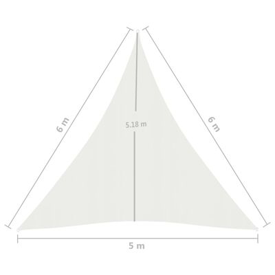 vidaXL Toldo de vela blanco HDPE 160 g/m² 5x6x6 m