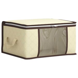 vidaXL Caja de almacenamiento con ventana lateral transparente Crema