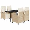 vidaXL Set comedor de jard&iacute;n 5 pzas con cojines rat&aacute;n sint&eacute;tico beige