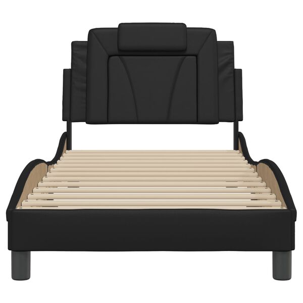 vidaXL Estructura de cama Viana sin colch&oacute;n cuero sint&eacute;tico negro 90x200 cm