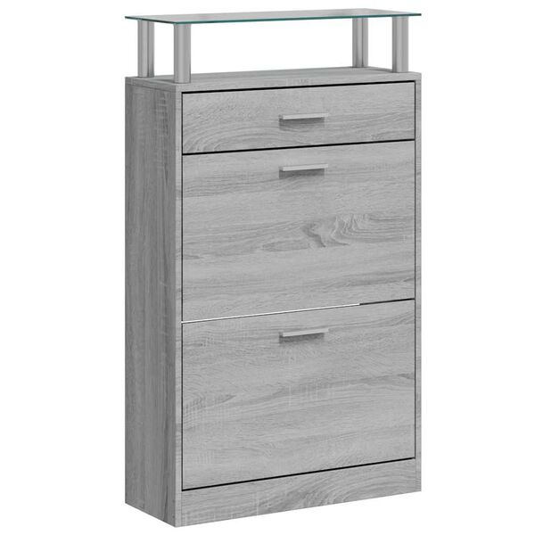 vidaXL Zapatero madera contrachapada gris Sonoma 63x24x104 cm