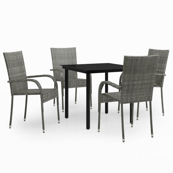 vidaXL Juego de comedor de jardín 5 piezas gris y negro