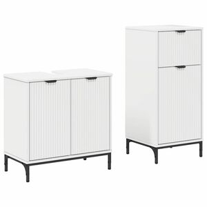 vidaXL Juego de muebles de ba&ntilde;o 2 pcs Madera engineered y metal