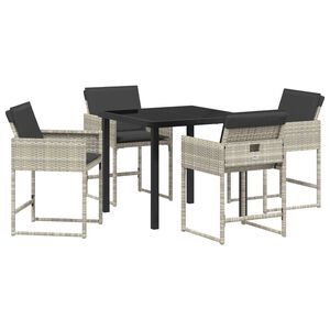 vidaXL Conjunto de Comedor de Jard&iacute;n 5 pcs Gris Claro rat&aacute;n sint&eacute;tico